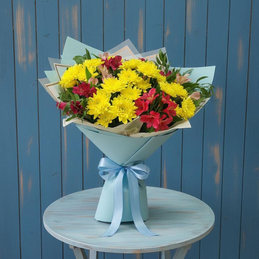 Букет цветов из: Альстромерии и Хризантемы в Арчединской