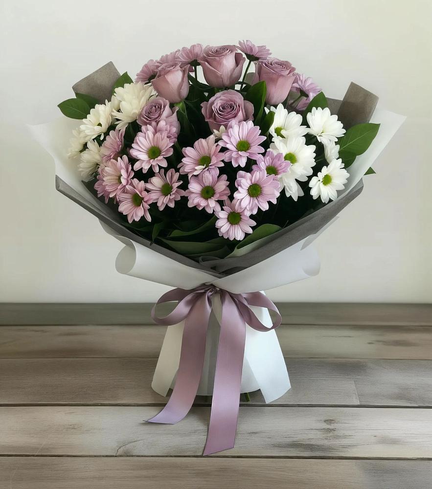 Букет цветов из: Хризантемы и Розы в Арчединской