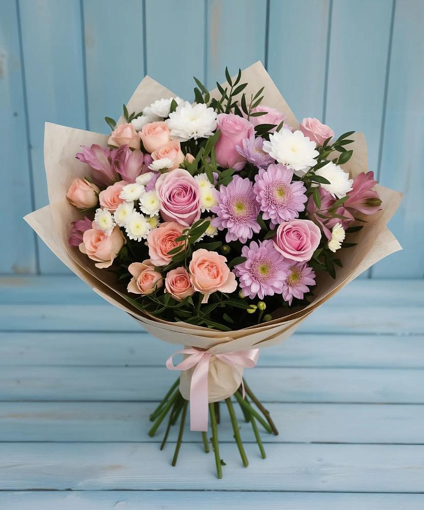 Букет цветов из: Хризантемы, Розы и Альстромерии в Арчединской