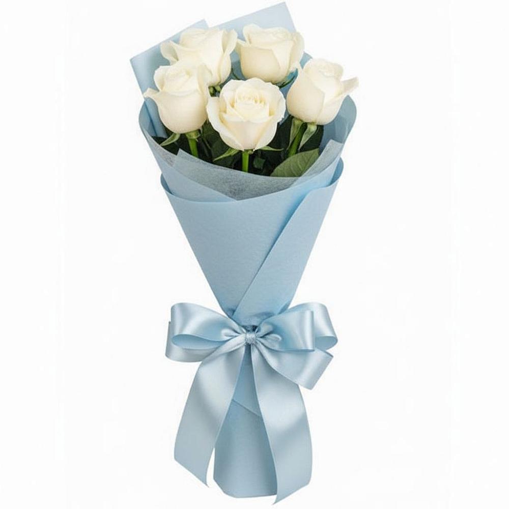 Букет 5 Белых роз Проуд в Арчединской