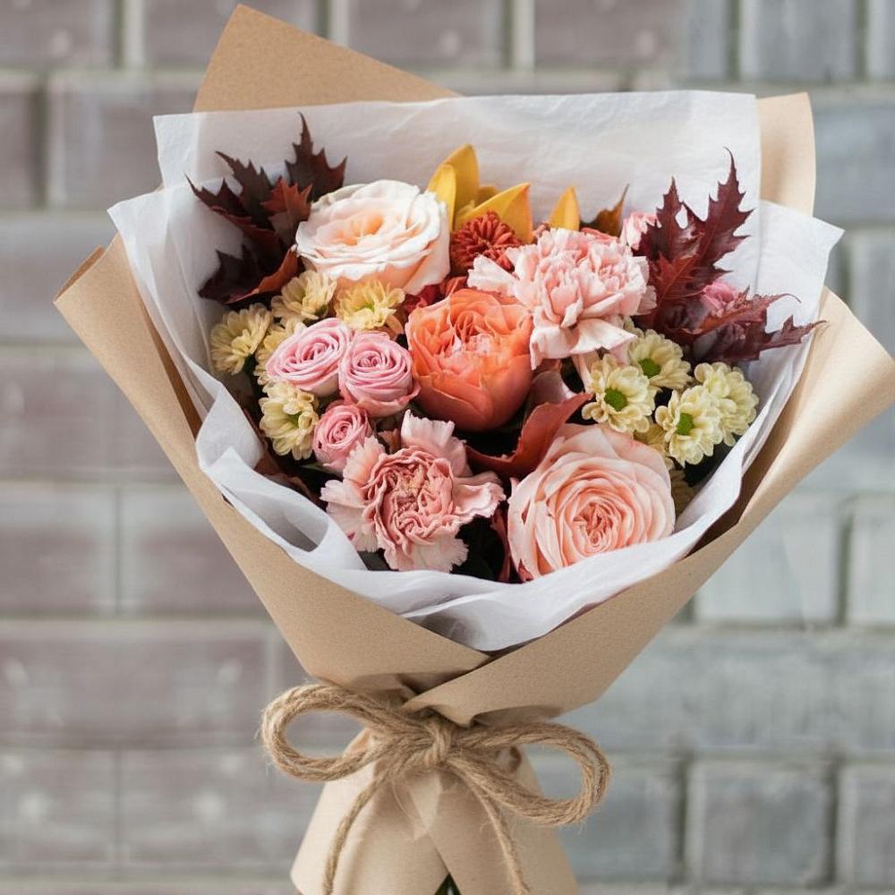 Букет цветов из: Гвоздики, Хризантемы и Розы в Арчединской