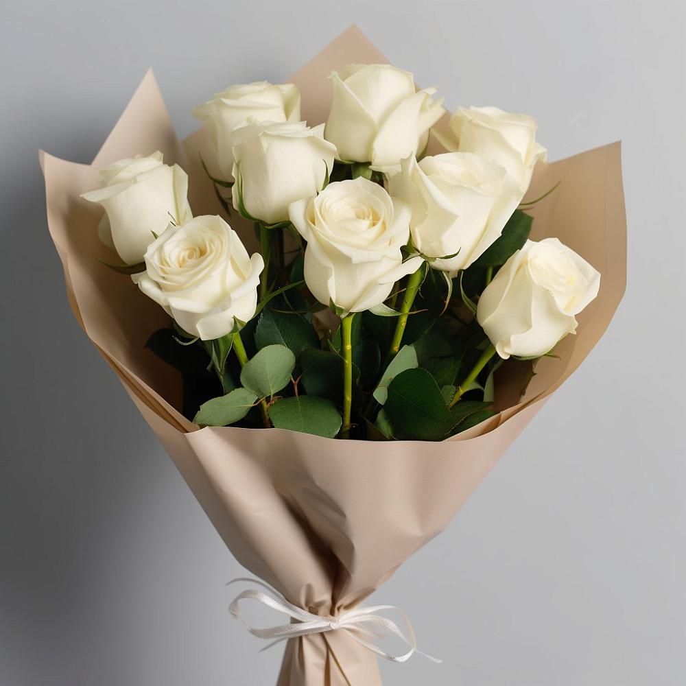 Букет 9 Белых роз Эдлесс Лав в Арчединской