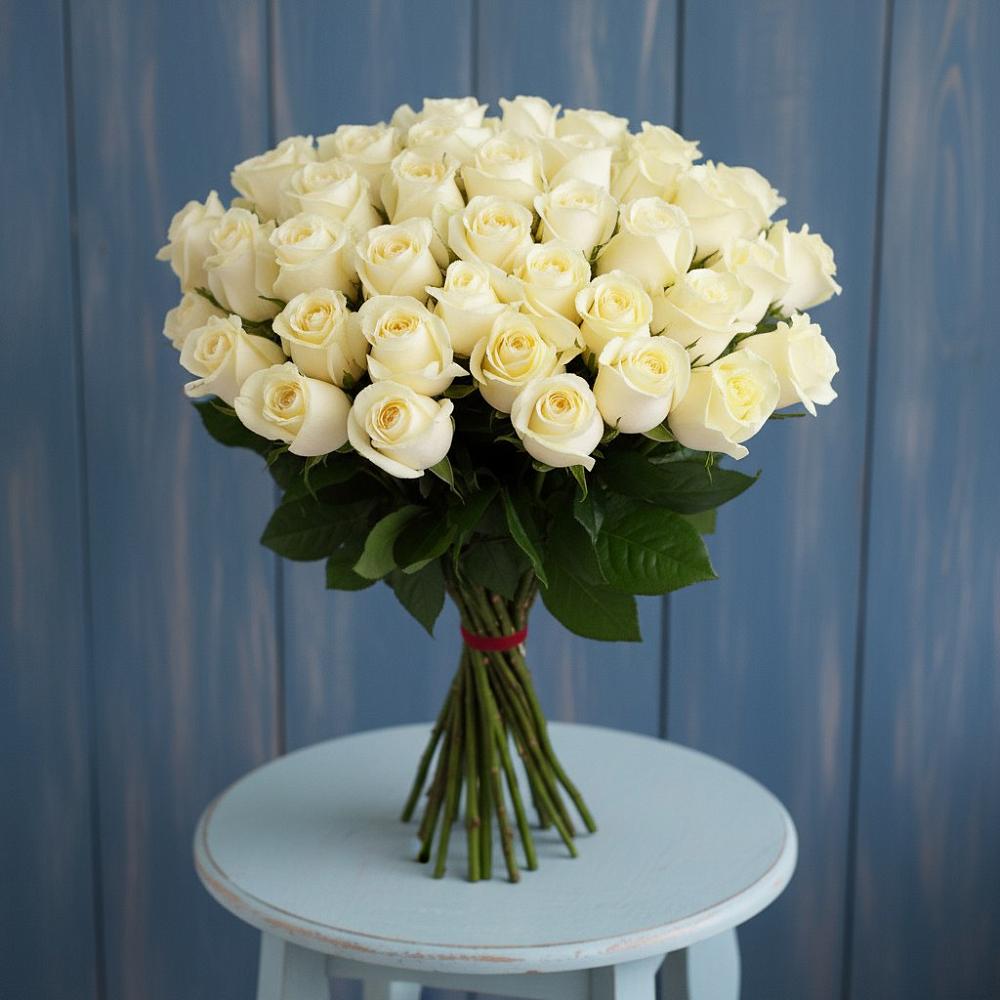 Букет 51 Белая роза Эдлесс Лав в Арчединской