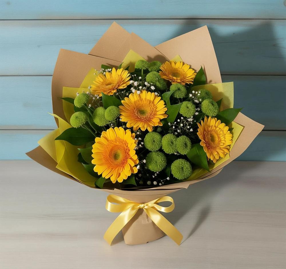 Букет цветов из: Герберы и Хризантемы в Арчединской