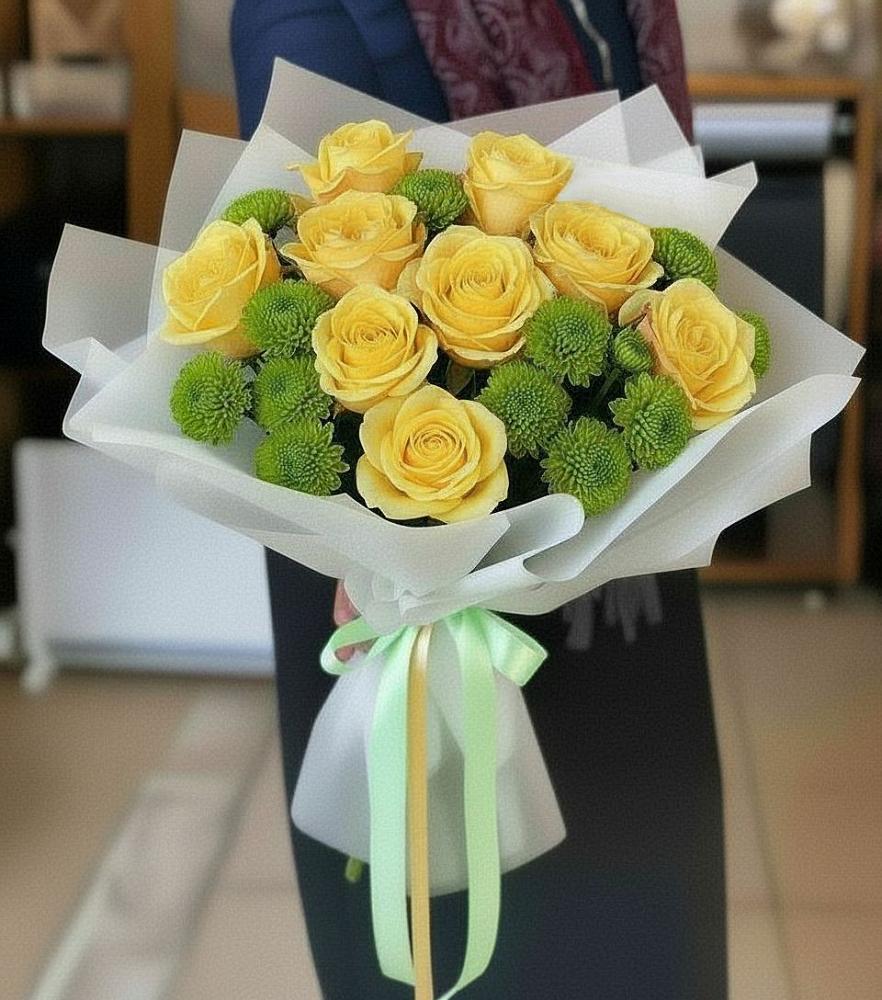 Букет цветов из: Хризантемы и Розы в Арчединской