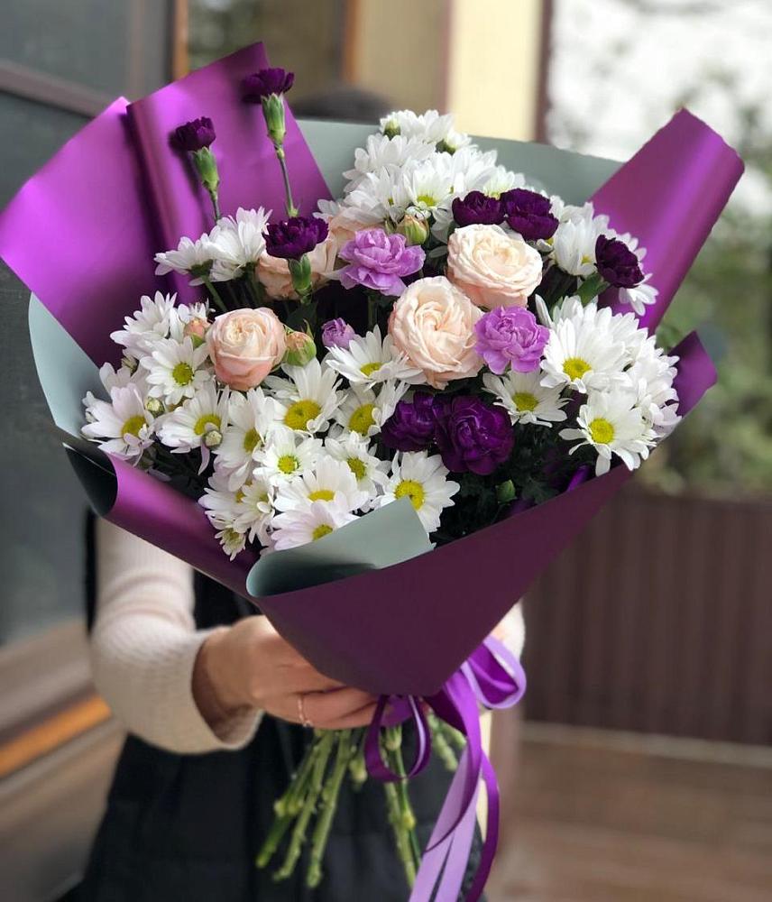Букет цветов из: Хризантемы, Гвоздики и Розы в Арчединской
