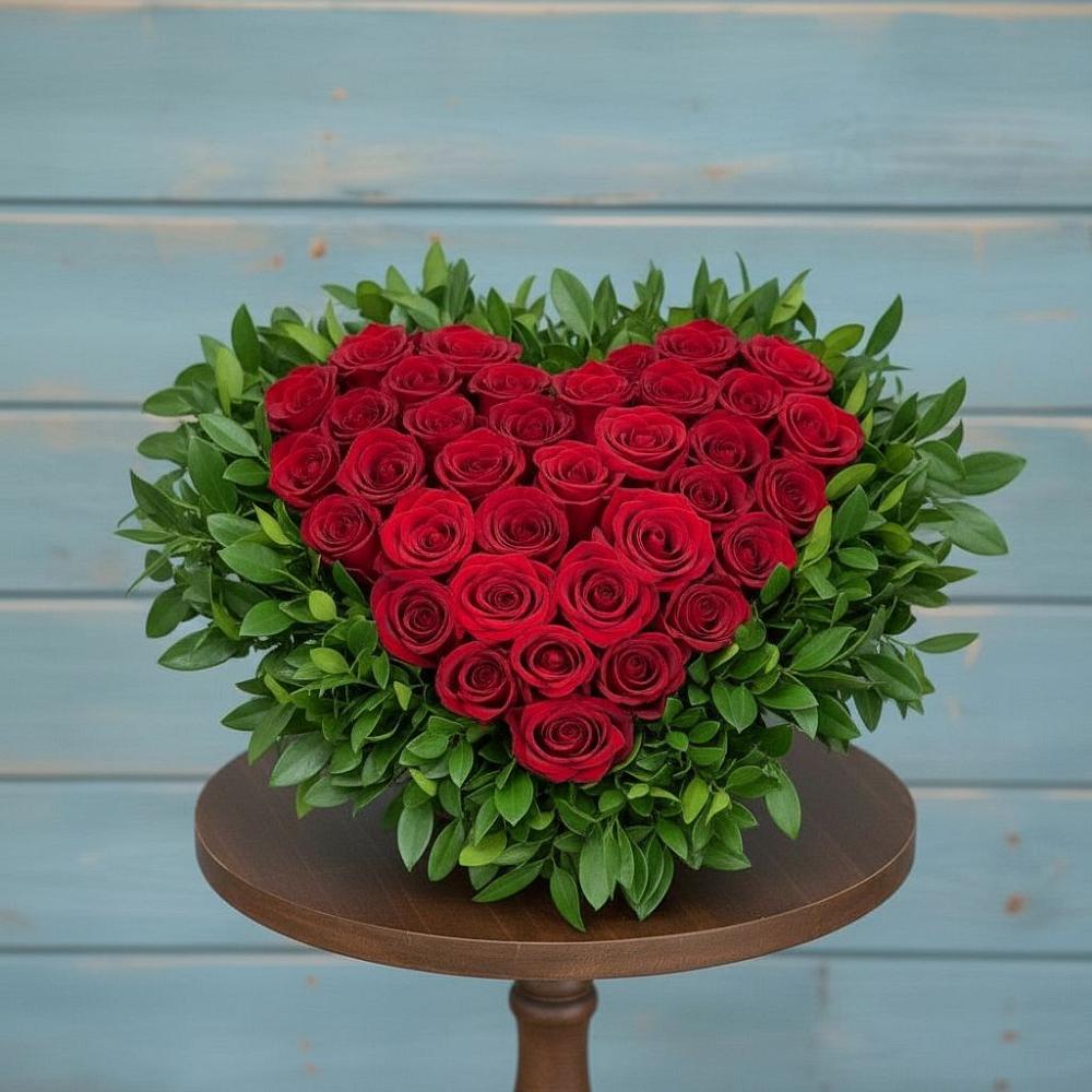 Цветочная композиция из Розы в виде сердца в Арчединской