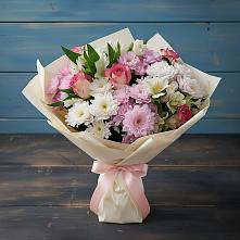 Букет цветов из:  Хризантемы, Альстромерии и Розы в Арчединской