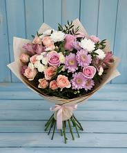 Букет цветов из:  Хризантемы, Розы и Альстромерии в Арчединской