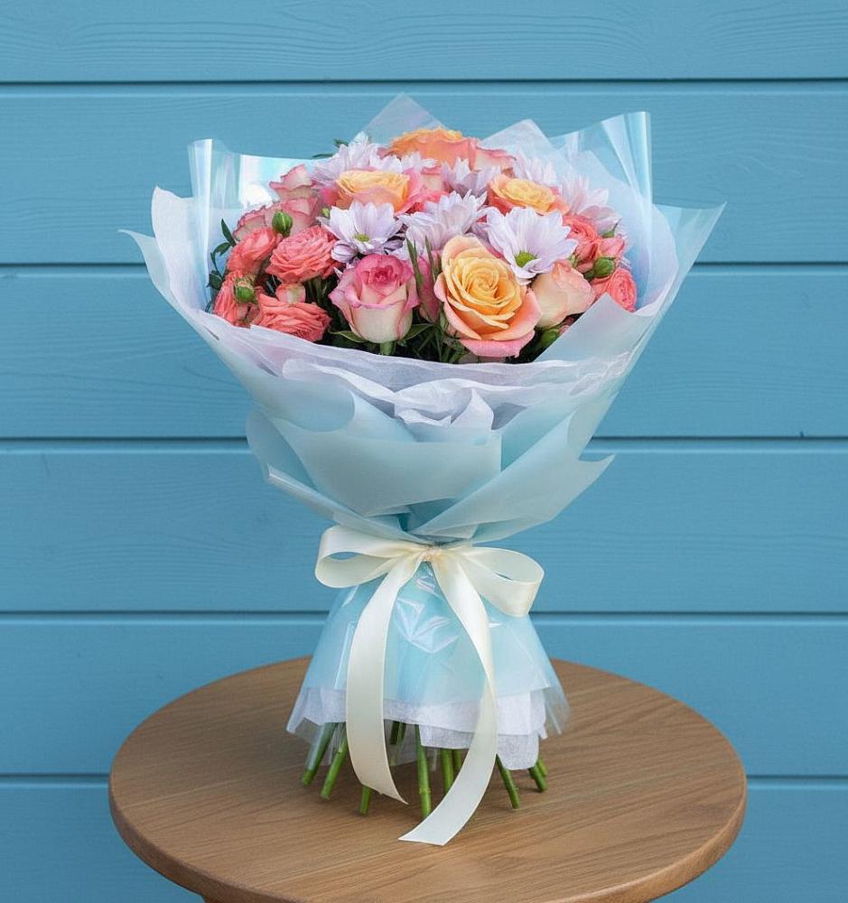 Букет цветов из: Хризантемы и Розы в Арчединской