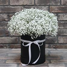 Цветочная композиция из Гипсофила в шляпной коробке в Арчединской